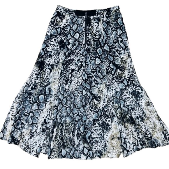 Alice + Olivia Snakeskin Silk Blend Midi Skirt Sheer Slit Designer Sz 2 - Picture 8 of 14